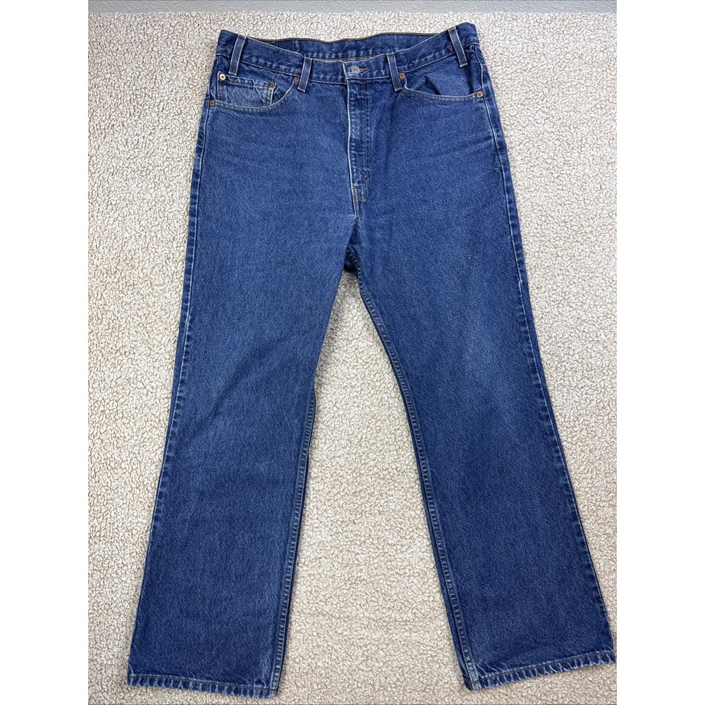 Vintage 90s Levis 517 Blue Denim Bootcut Jeans Medium Wash Cotton - Mens 38x30